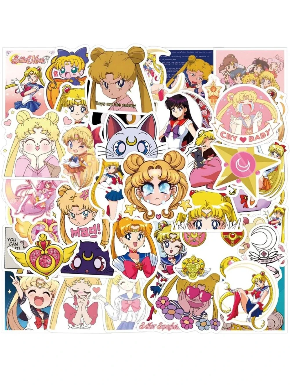 Pink & Yellow Sticker Sheet - Anime Party Decor